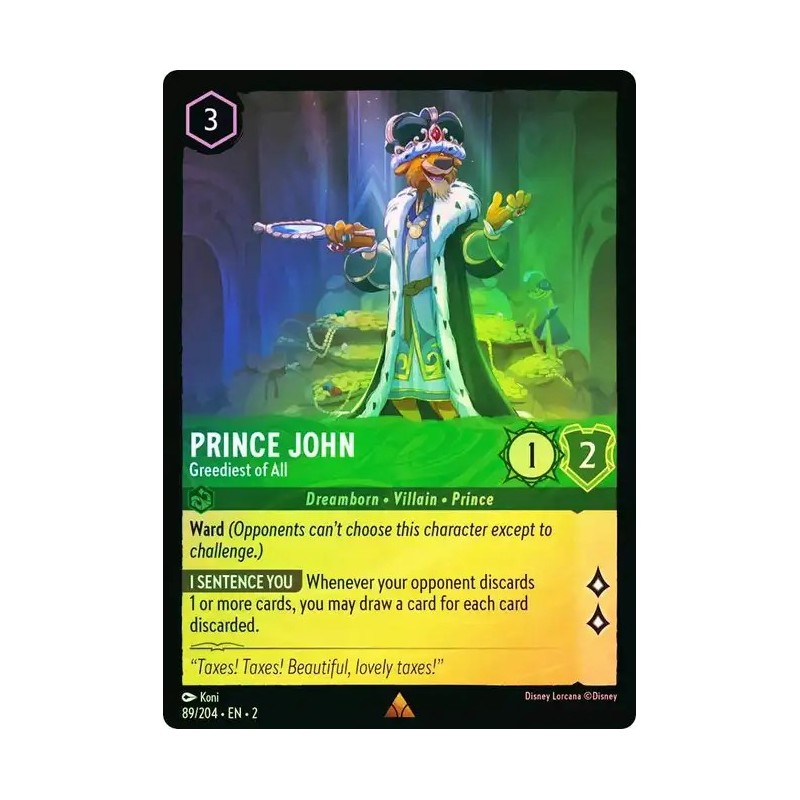 Carta Foil Prince John - Greediest of All Disney Lorcana #089/204·EN·2