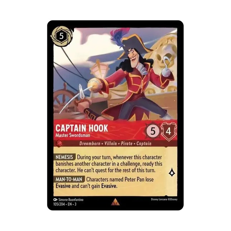 Carta Captain Hook - Master Swordsman | Disney Lorcana #105/204·EN·3