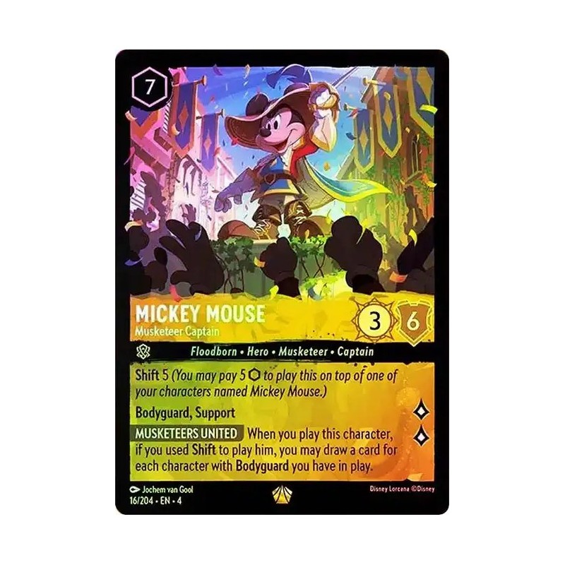 Carta Foil Mickey Mouse - Musketeer Captain | Lorcana #016/204·EN·4