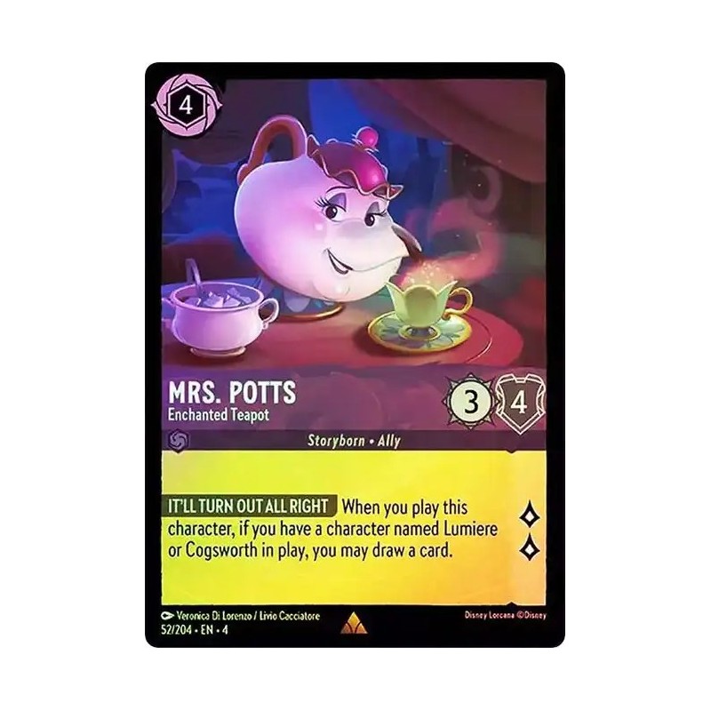 Carta Foil Mrs. Potts - Enchanted Teapot Disney Lorcana #052/204·EN·4