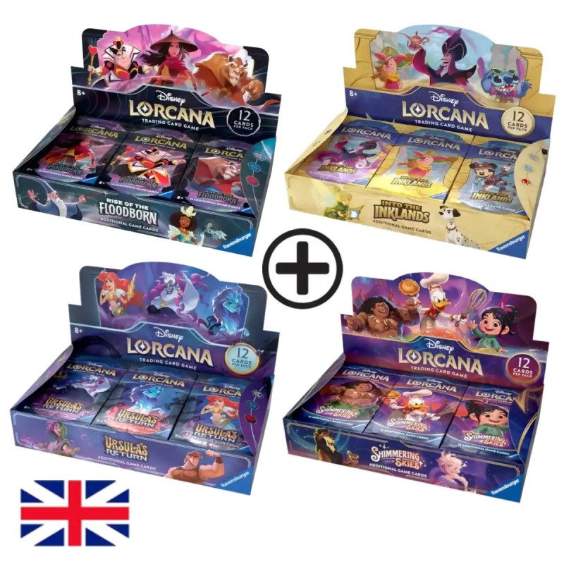 Pack 4 Cajas Precintadas de 24 Sobres Disney Lorcana (Temp. 2/3/4/5)