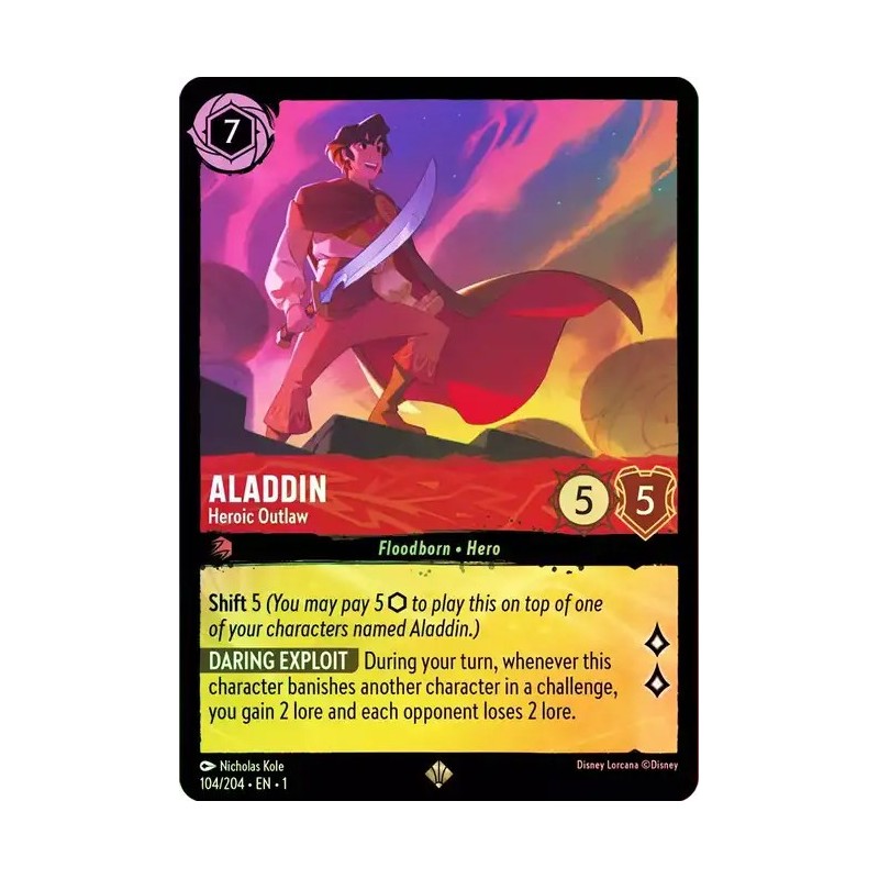 Carta Foil Aladdin - Heroic Outlaw | Disney Lorcana #104/204·EN·1