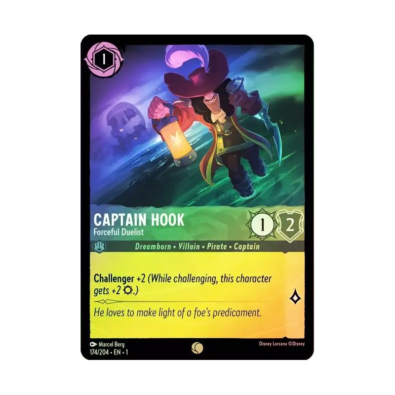 Carta Foil Captain Hook - Forceful Duelist Disney Lorcana 174/204·EN·1