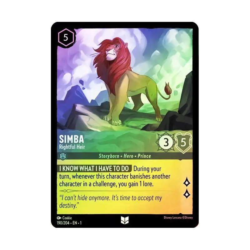 Carta Foil Simba - Rightful Heir | Disney Lorcana #190/204·EN·1